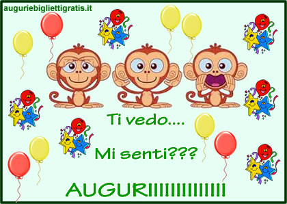 biglietto di auguri con le tre scimmiette non vedo non sento non parlo