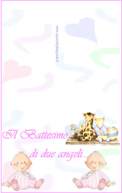 biglietti di auguri con due gemelline