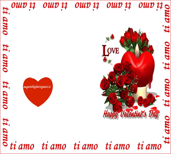 biglietto di auguri per san valentino con rose rosse