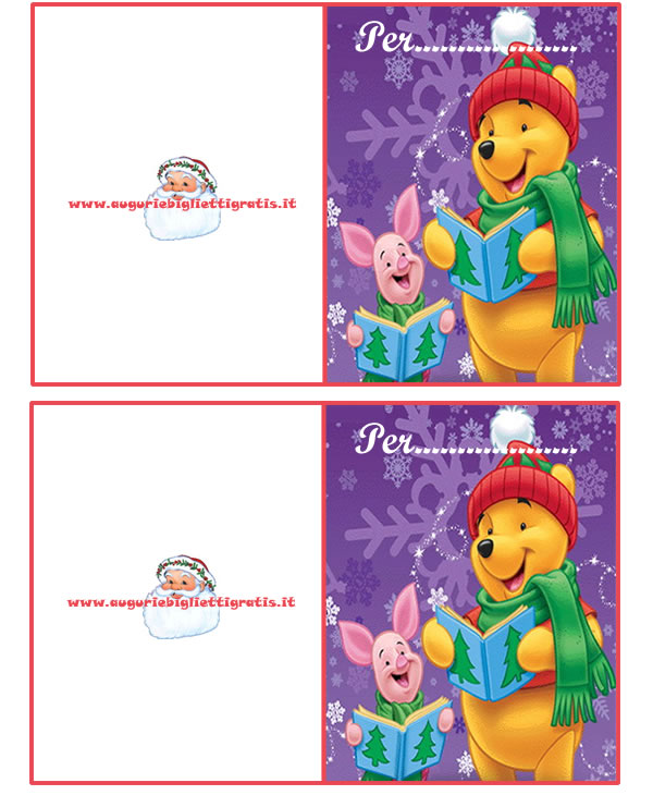 Immagini Natalizie Winnie The Pooh.Biglietti Per Pacco Regalo Con Personaggi Disney Winnie The Pooh