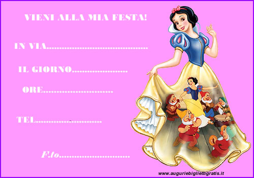 invito di compleanno disney biancaneve