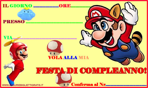 invito di compleanno super mario bros