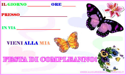 inviti compleanno con farfalle