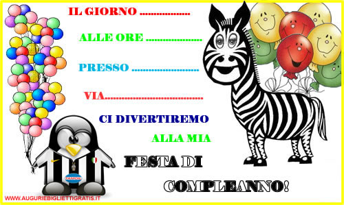 Invito Di Compleanno Per Bambini Con La Zebra Con La Maglia Della Juventus
