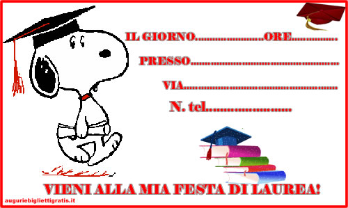 Inviti Festa Di Laurea Snoopy Laureato Inviti Per Laurea