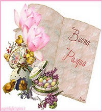 auguri di buona pasqua con fiori e frutta