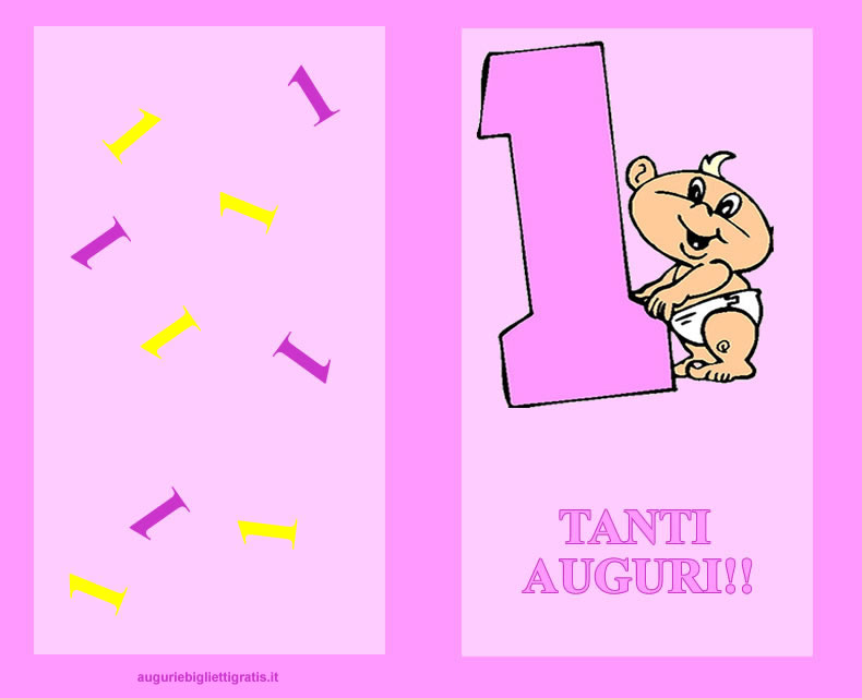 Biglietto Di Auguri Di Compleanno 1 Anno Bambina Auguri E Biglietti Gratis