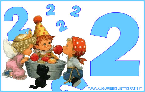 Biglietto Di Auguri Numerato Per Bambini Due Anni Azzurro Auguri E Biglietti Gratis