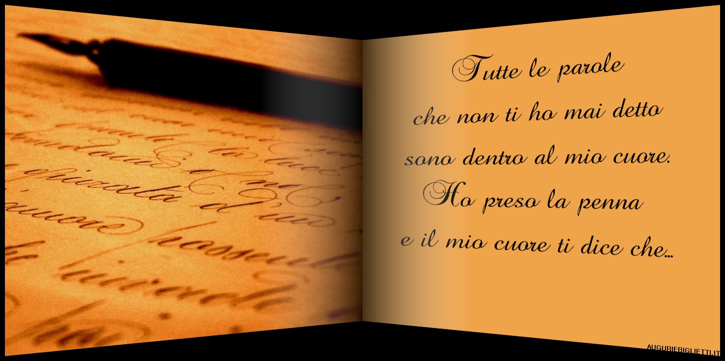 biglietto d amore con carta e penna stilografica