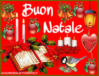 biglietti di auguri di buon natale con sfondo rosso lnterne campanelle