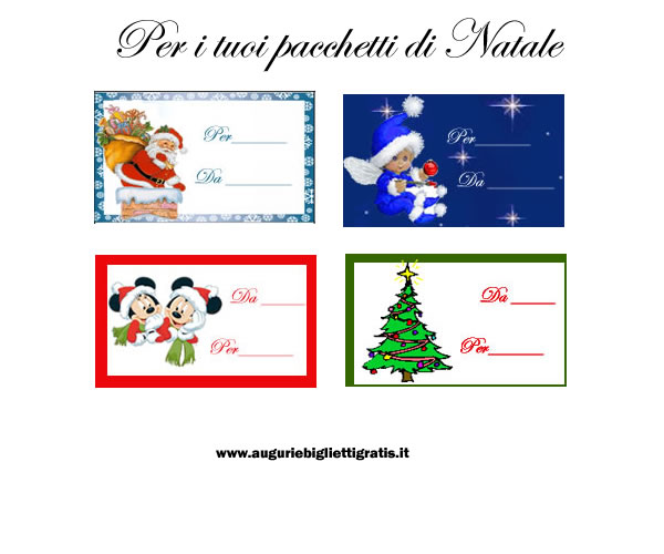 biglietti per pacchi regali di natale