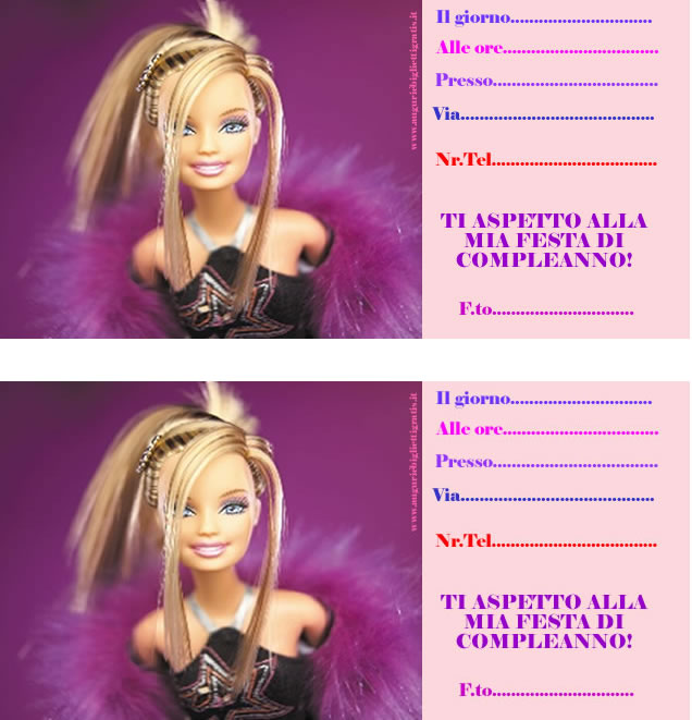 inviti compleanno di barbie