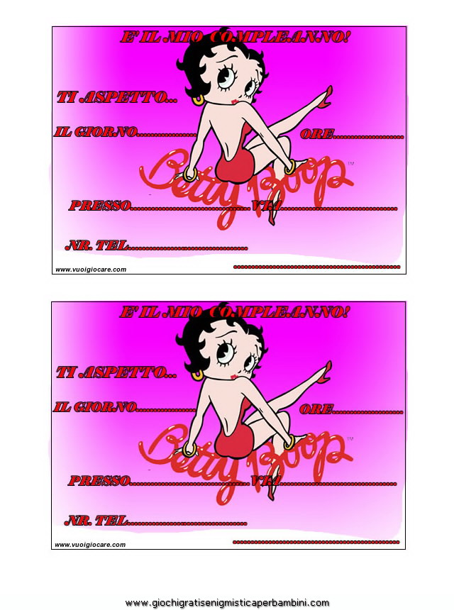 inviti compleanno betty boop