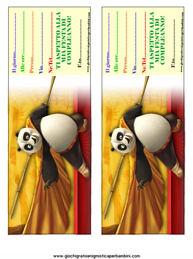 inviti compleanno kung fu panda