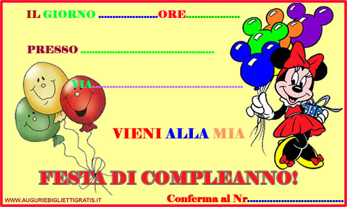 inviti di compleanno minnie