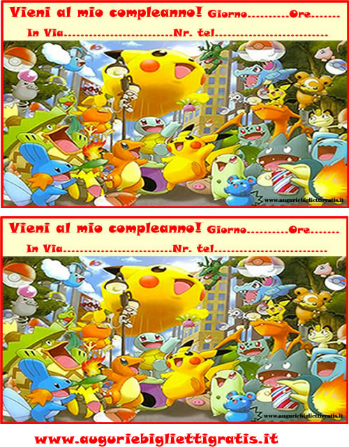 inviti compleanno pokemon