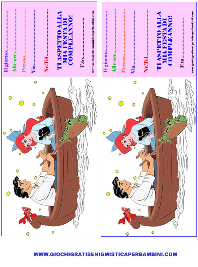 inviti compleanno sirenetta ariel