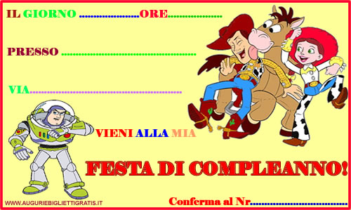 invito di compleanno toy story