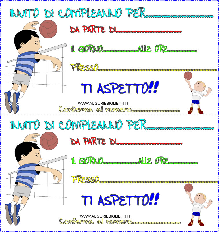 inviti di compleanno sport pallavolo