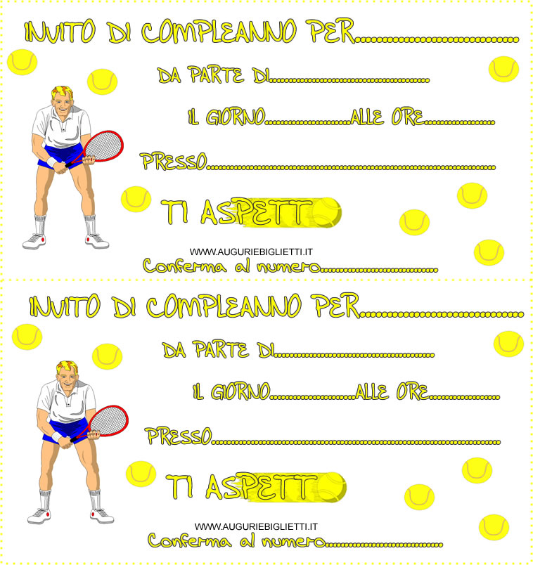 inviti di compleanno tennis