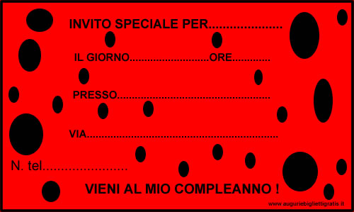 inviti compleanno rosos e nero
