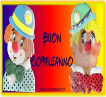 biglietto di auguri con pagliacci divertenti