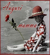 biglietto auguri per la festa della mamma con bambina seduta sulla spiaggia