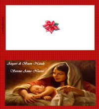 auguri natale con raffigurata la madonna e gesù bambino