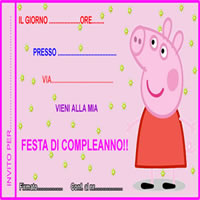 invit di compleanno disney con peppa pig su sfondo rosa