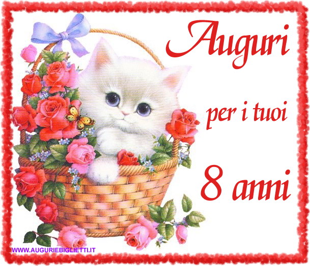 Biglietto di buon compleanno per bambini di 8 anni